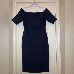 Calvin Klein Navy Boat Neck Fitted Dress
